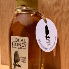 8 oz Muth jar filled with Little Wren Farm raw honey