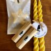 Packaged star candle, medium spiral taper candles and lip balms
